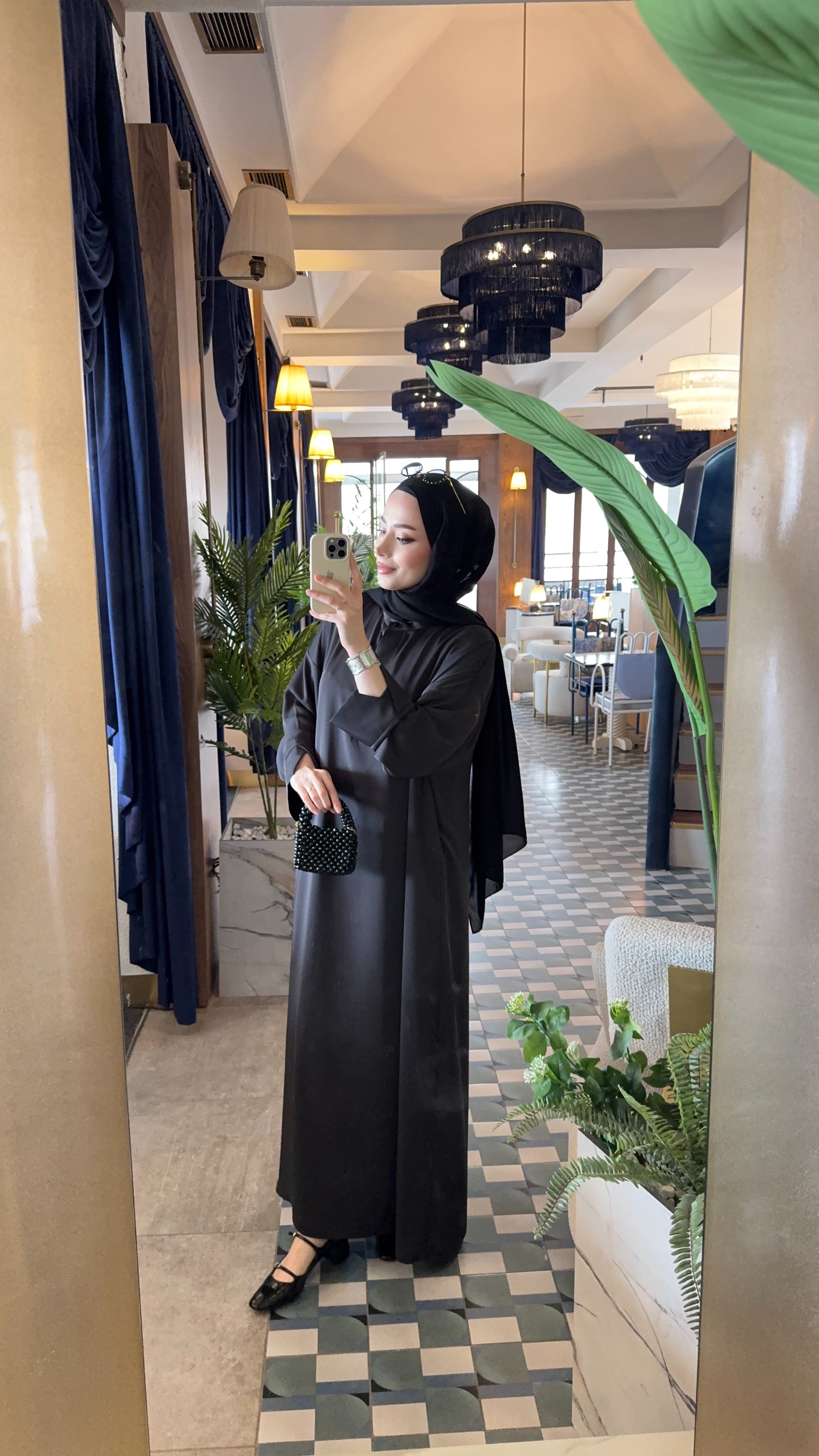Antrasit abaya elbise