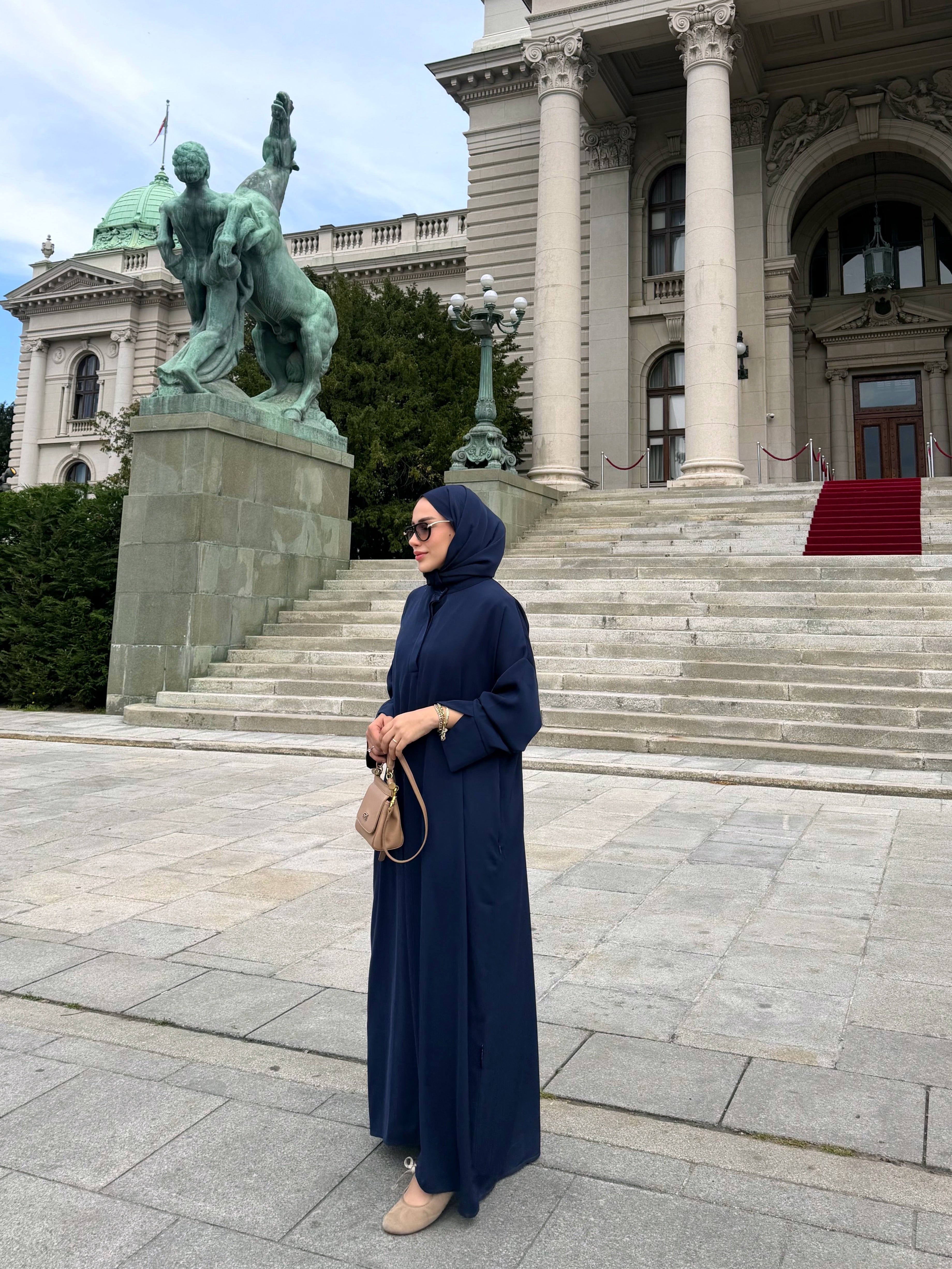 Lacivert Abaya Elbise