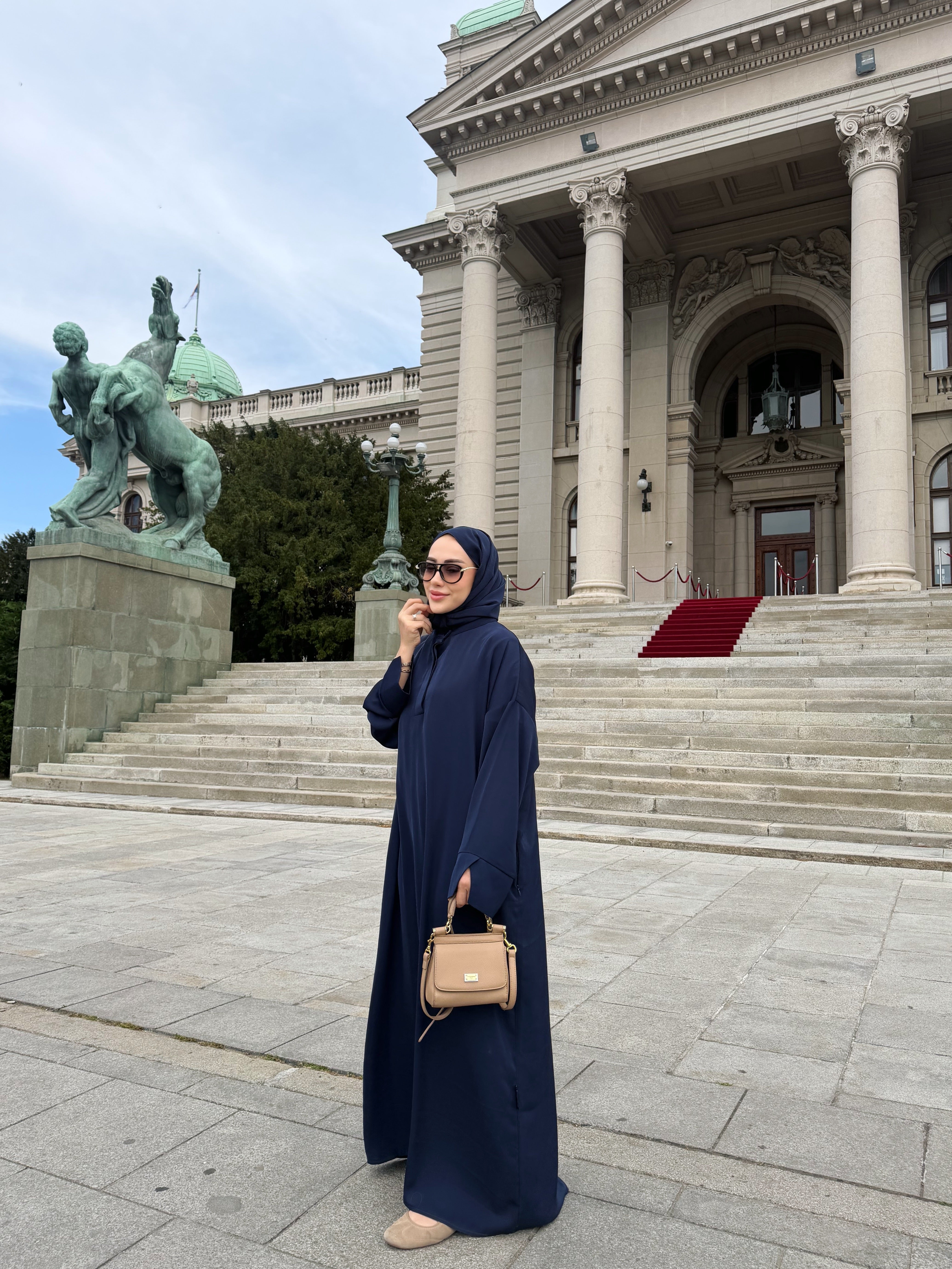 Lacivert Abaya Elbise