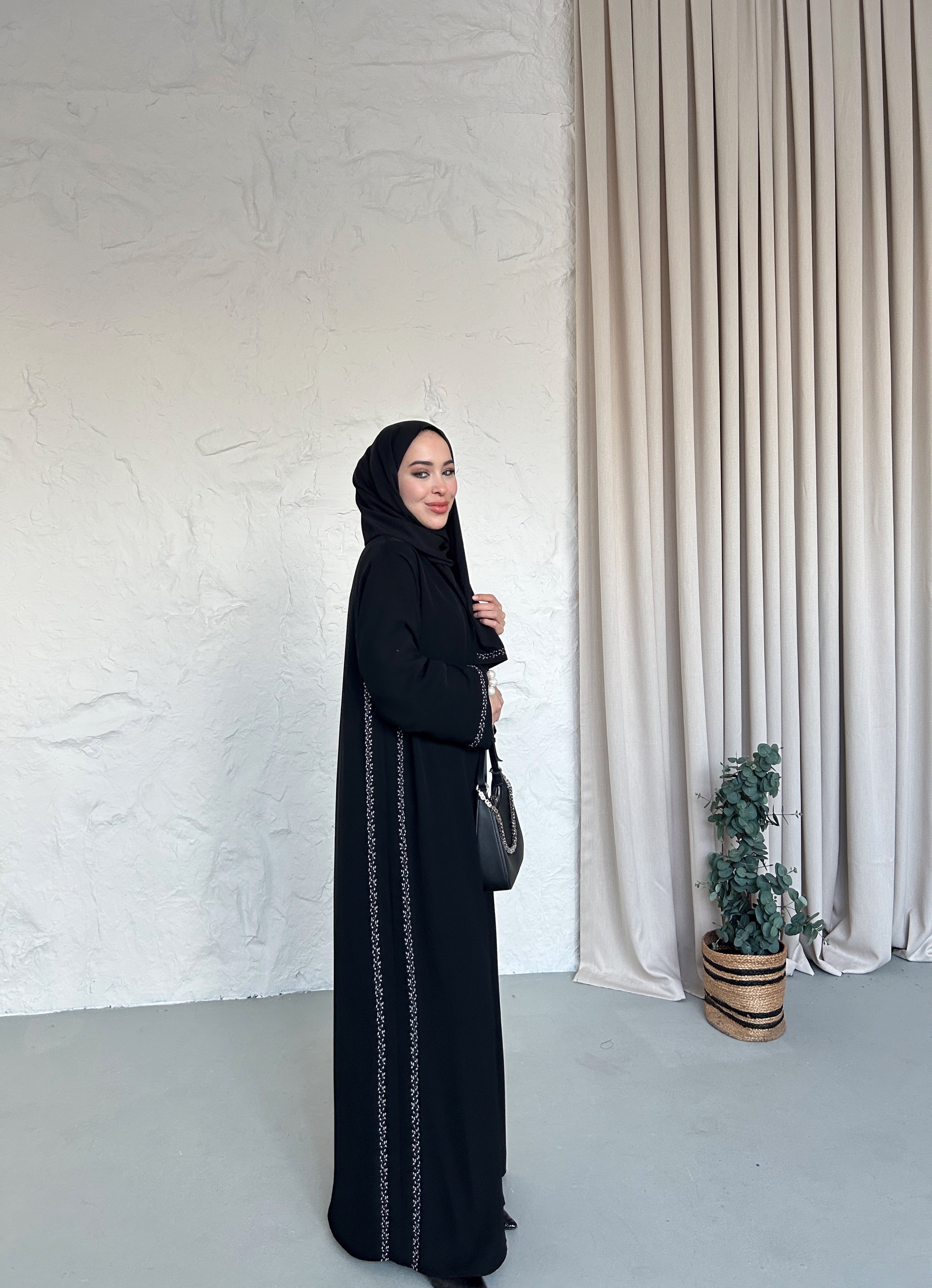 İnci Nakış Şal Abaya Takım