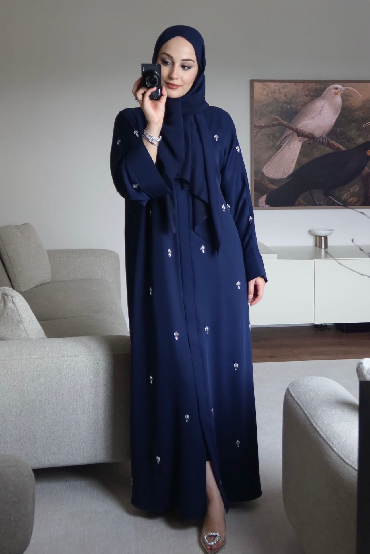 Lacivert damla abaya