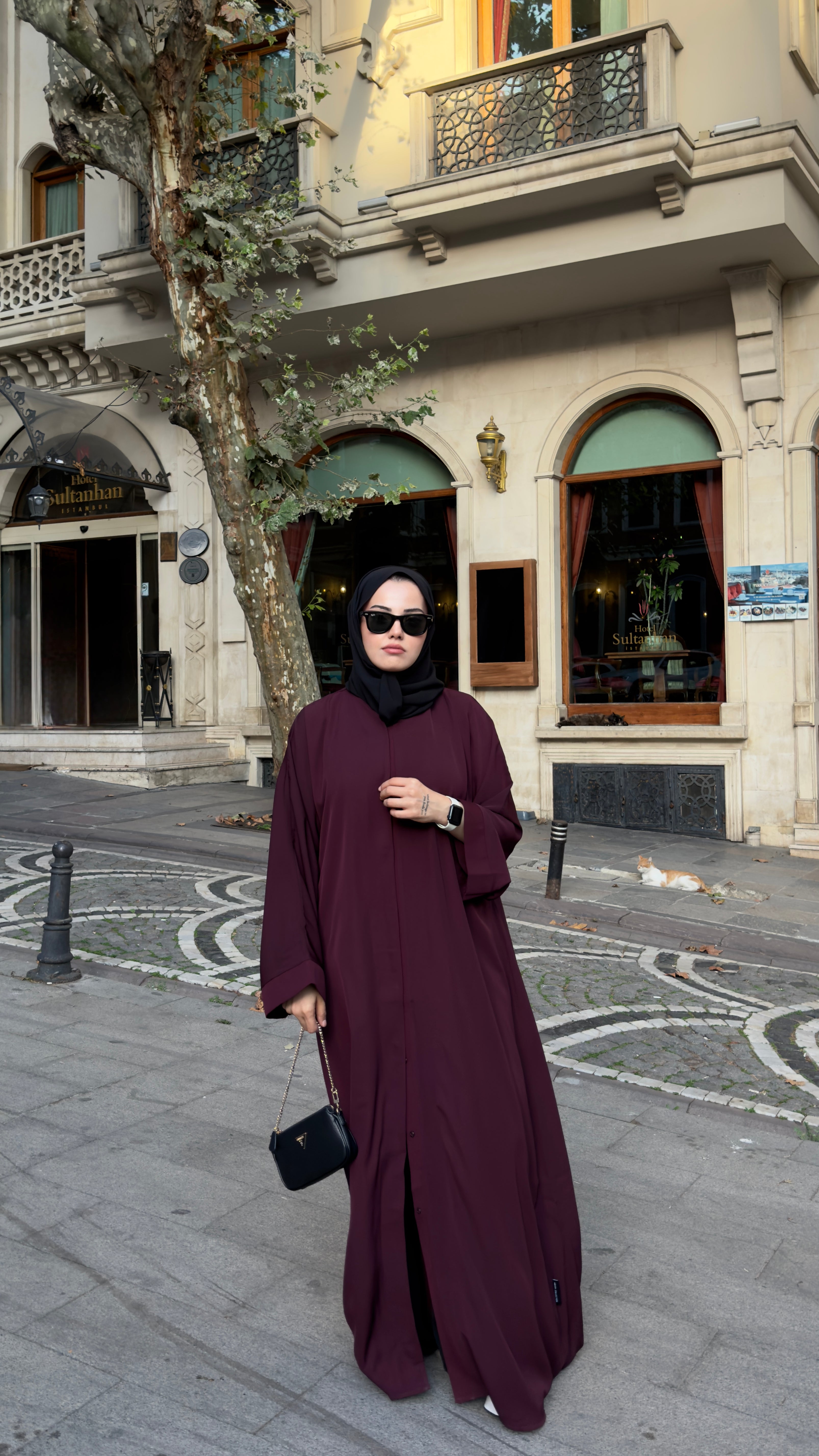 Mürdüm biyeli abaya