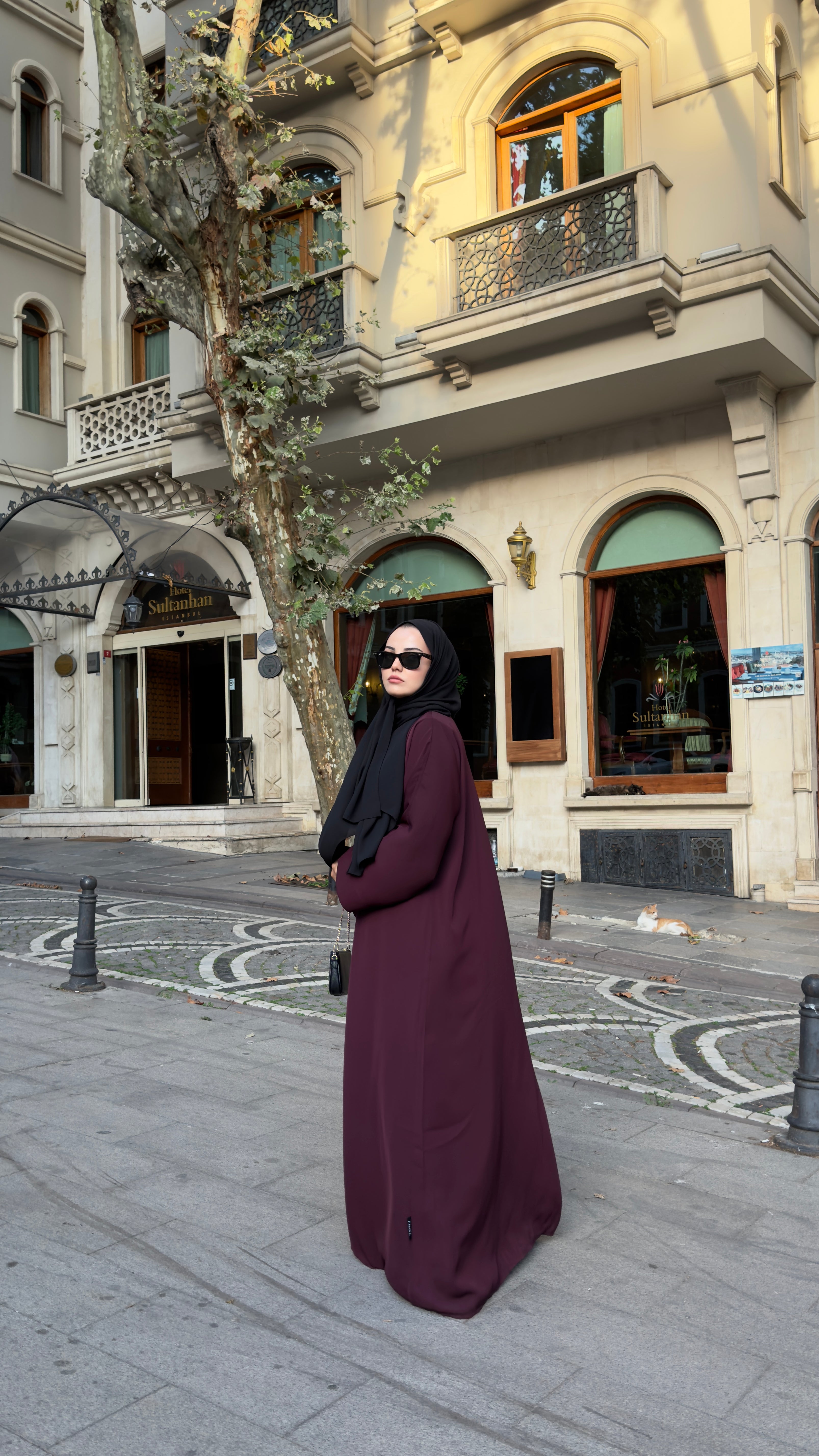 Mürdüm biyeli abaya