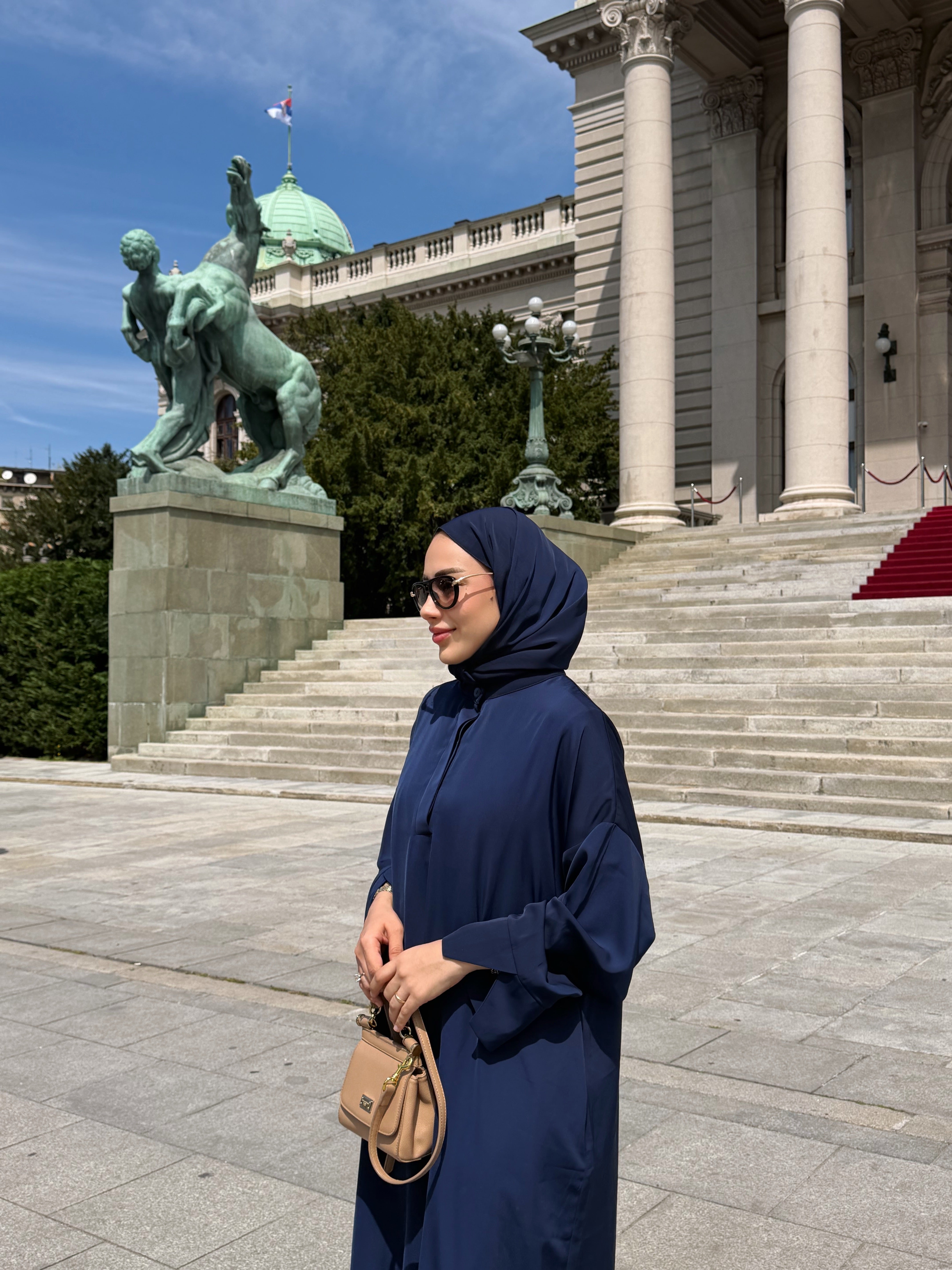 Lacivert Abaya Elbise
