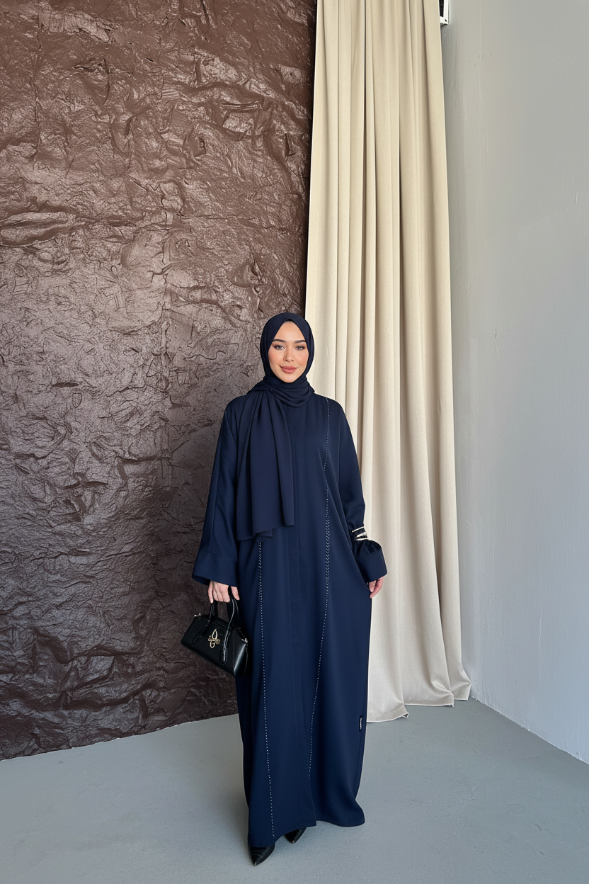 lacivert su yolu abaya