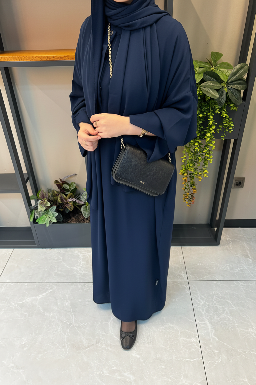 Lacivert Abaya Elbise