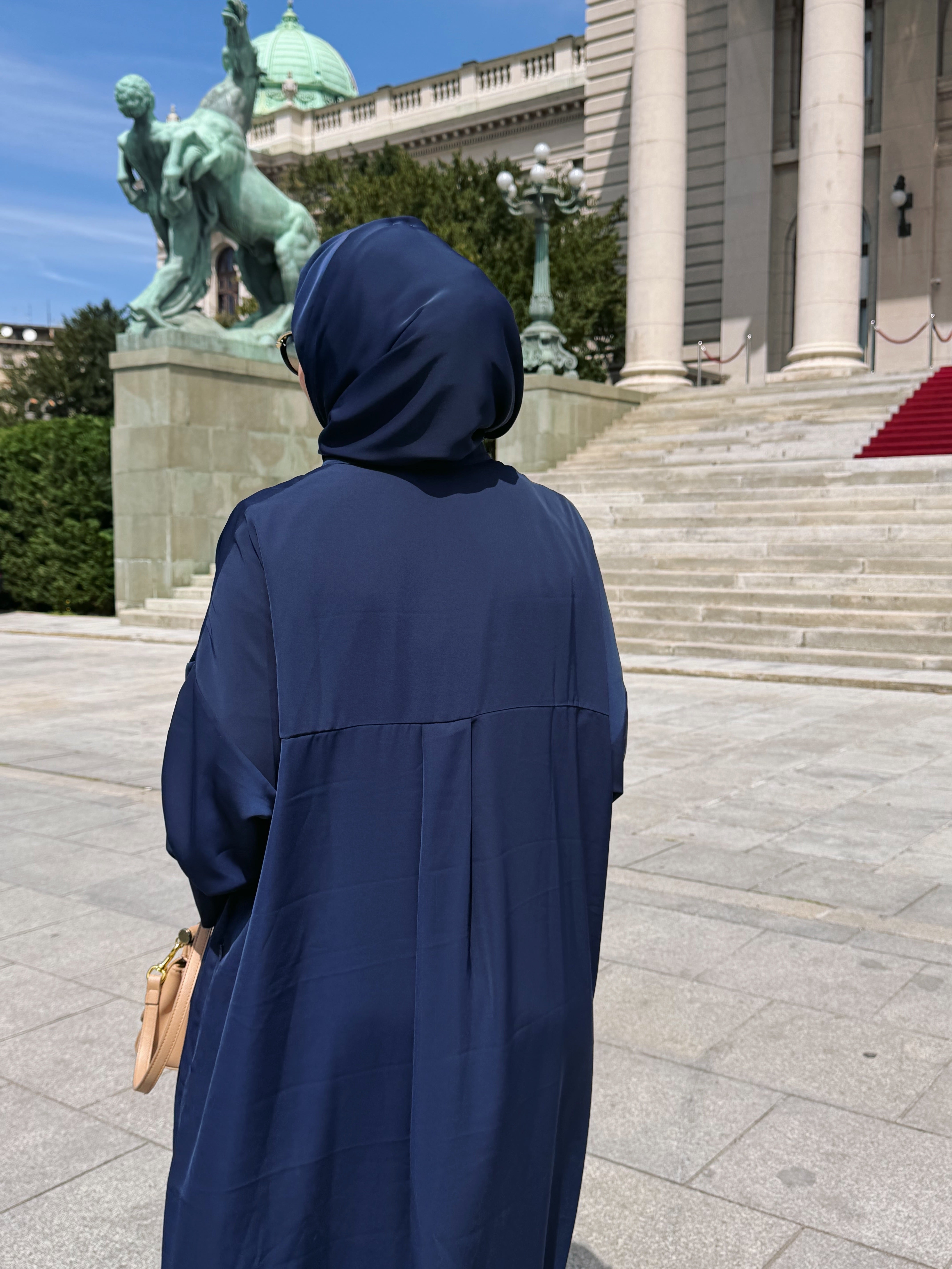 Lacivert Abaya Elbise