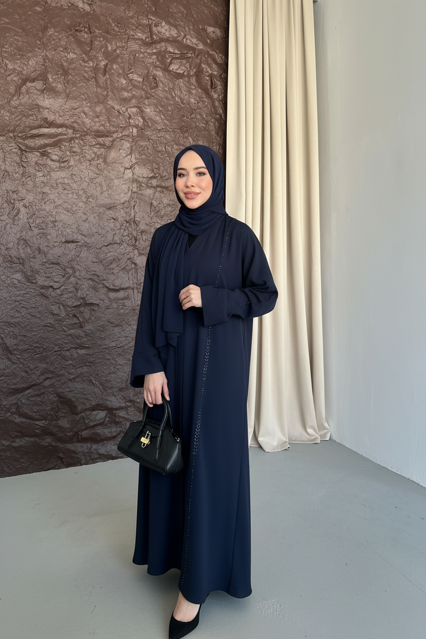 lacivert su yolu abaya
