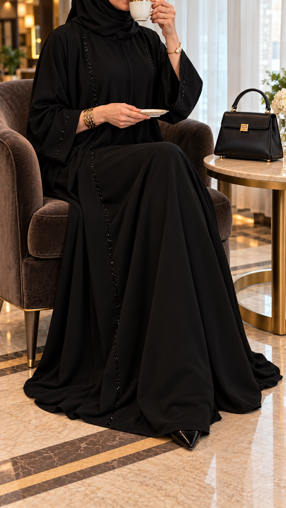 Siyah Zarif Abaya