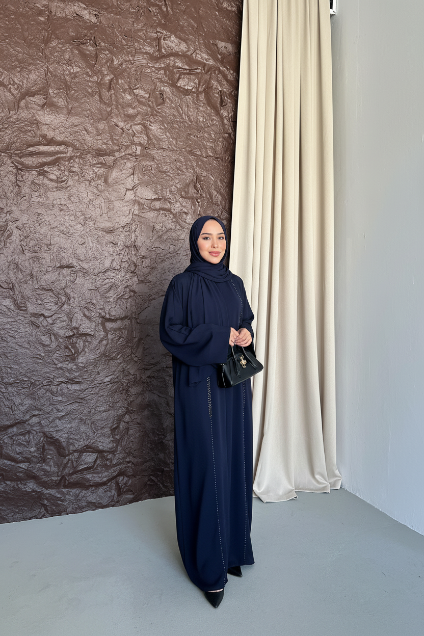 lacivert su yolu abaya