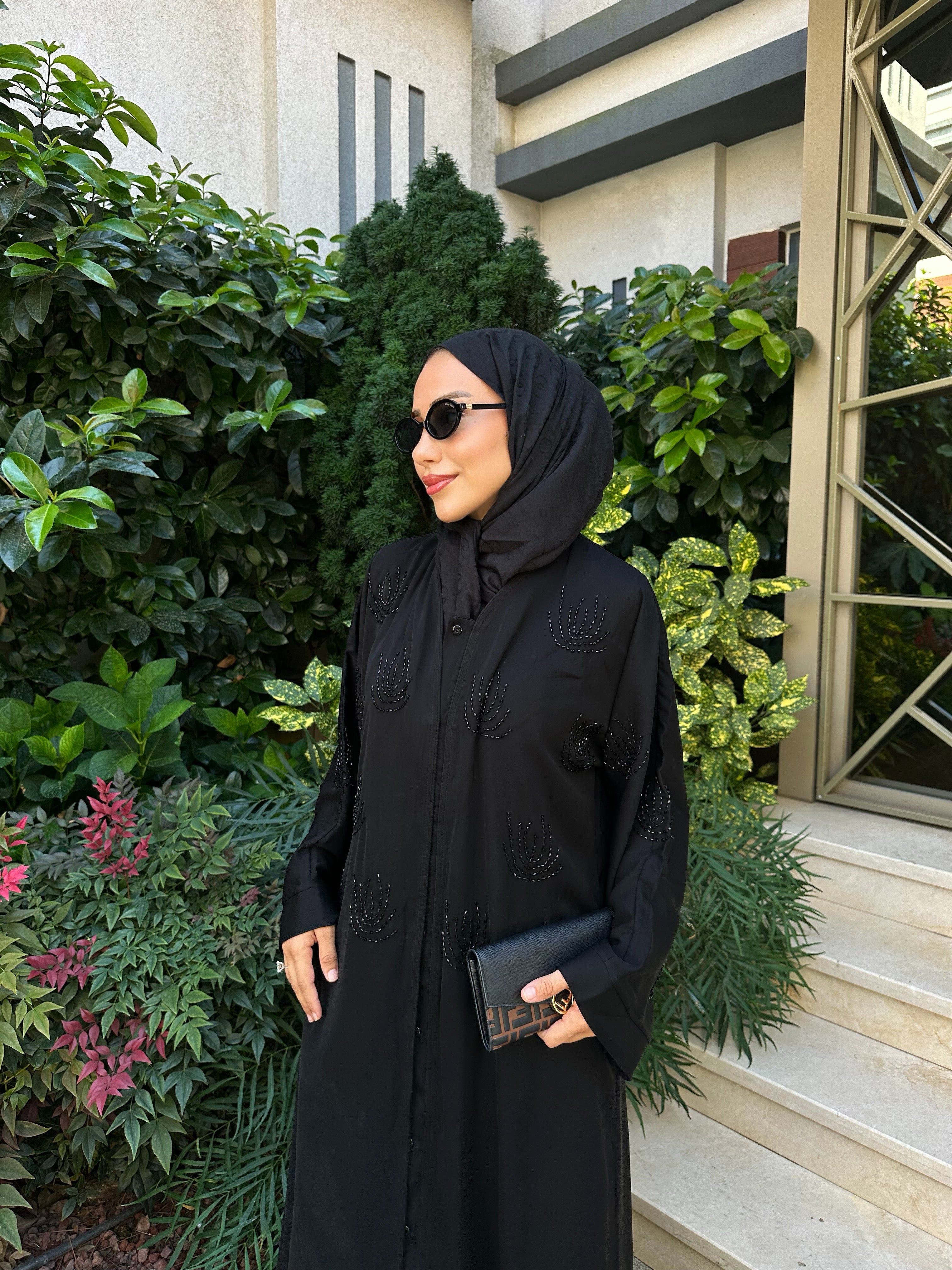 İnci siyah abaya