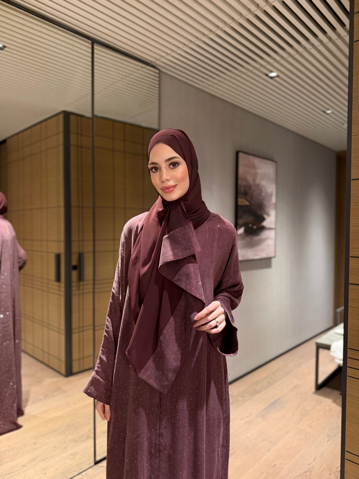 Bordo taşlı şal