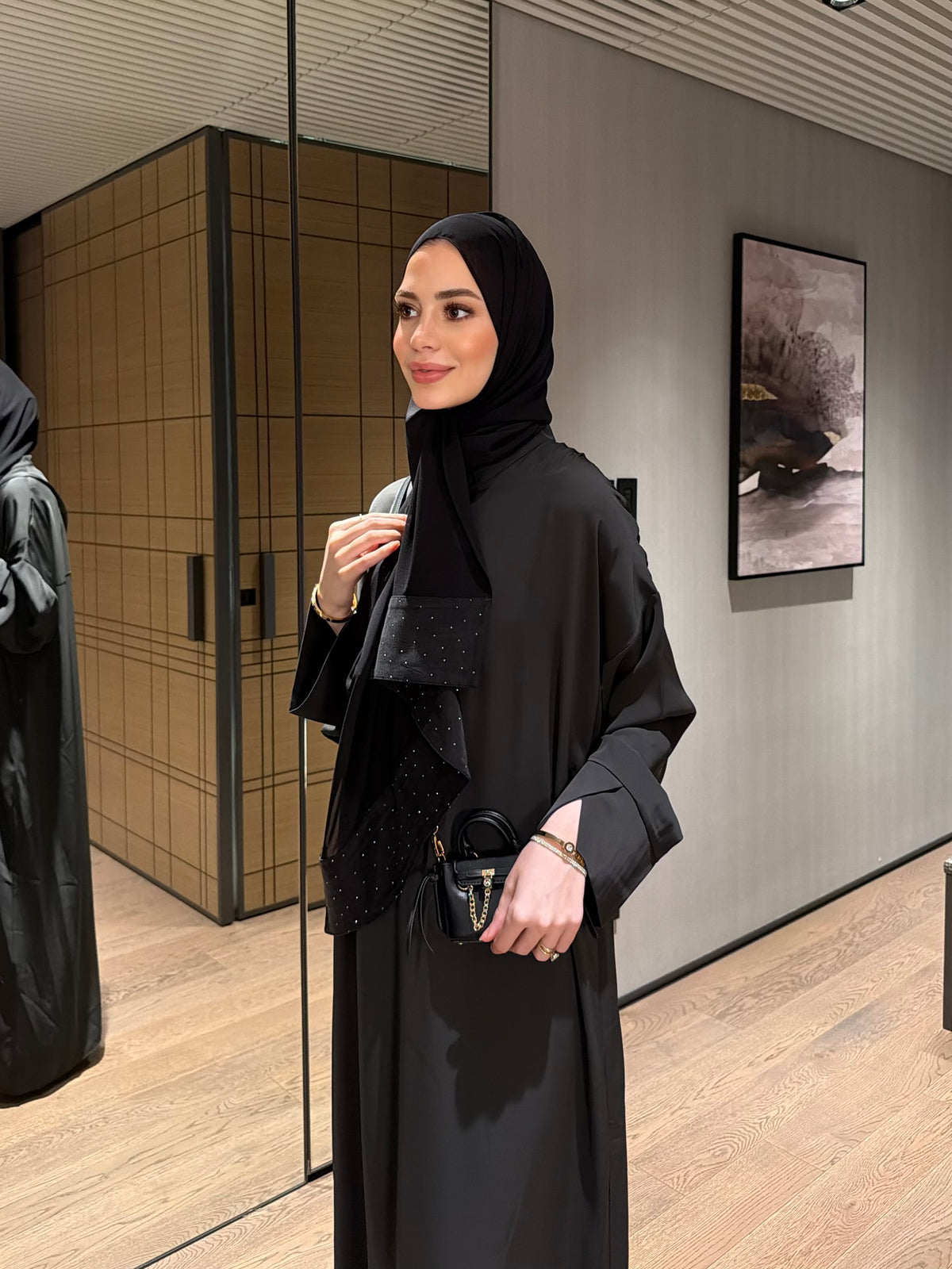 Antrasit abaya elbise